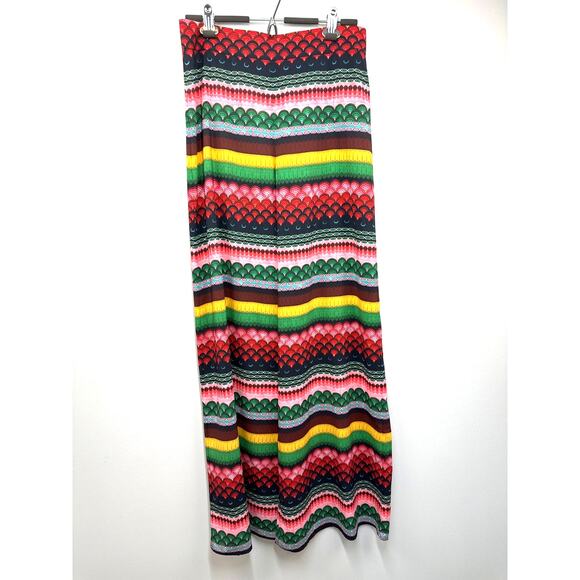 Alice + Olivia Athena Multi-Stripe Geo Wide-Leg Pants Size 10 - Picture 6 of 16